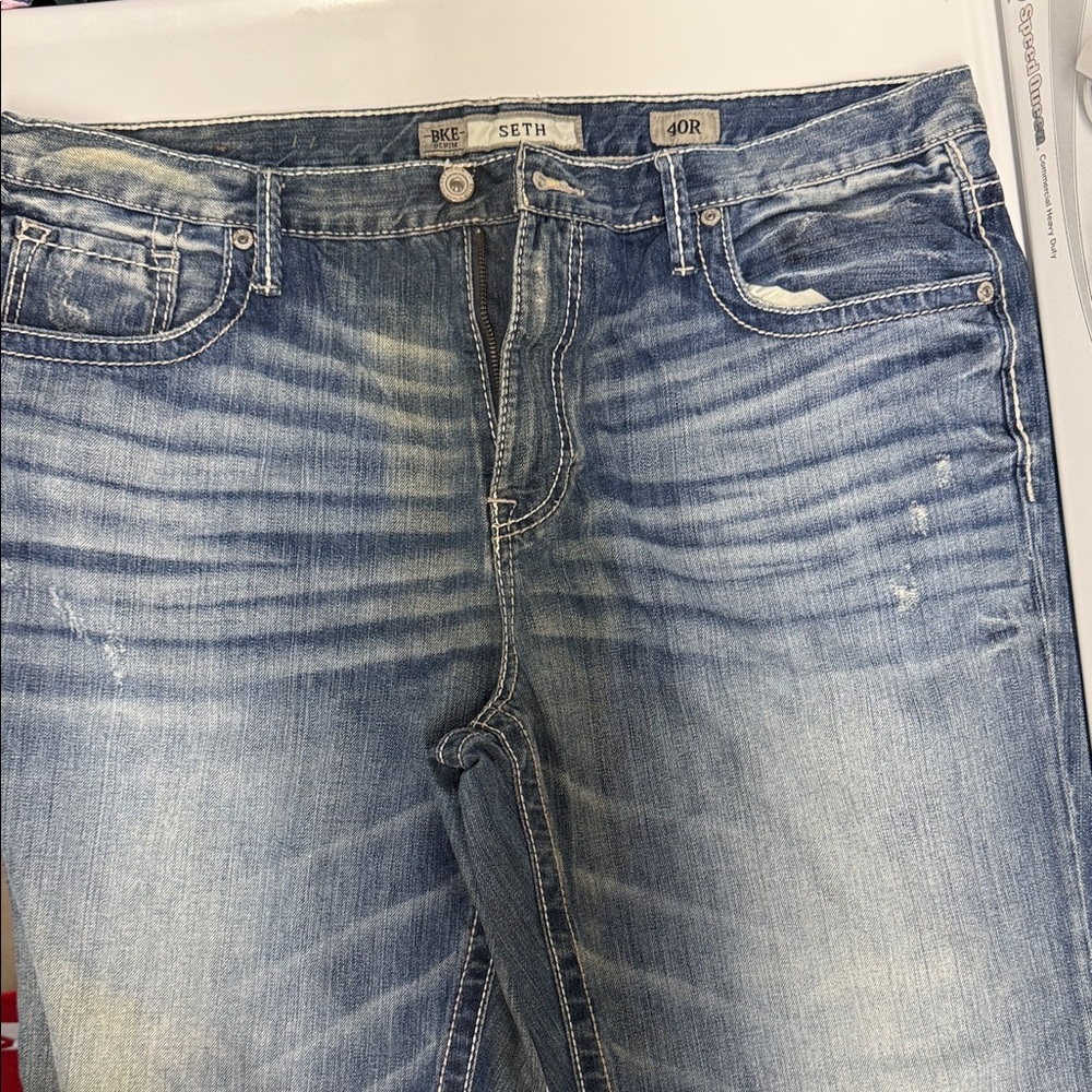 BKE 40x32 Seth Blue Distressed Jeans